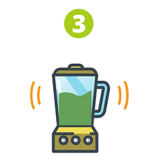 Icon of step 3 - blend frozen craft smoothie with water for 30 to 60 seconds.