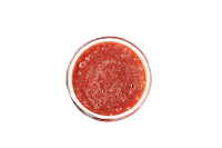 Top view of alive craft frozen smoothie in a glass.