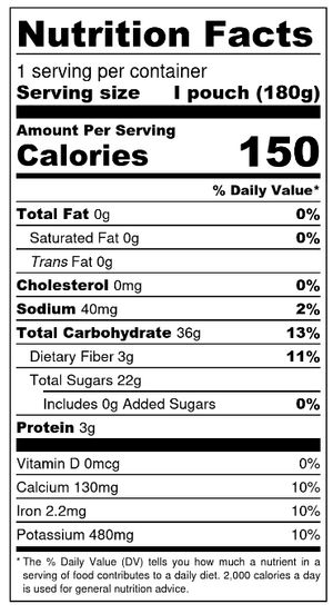 Image of nutrition facts for HEAL smoothie by Living Farmacy Inc., frozen smoothie subscription Canada.