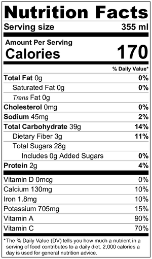 Nutrition facts for love Craft Smoothie by Living Farmacy Inc., frozen smoothie subscription Canada. 170 calories per 355 mL serving.