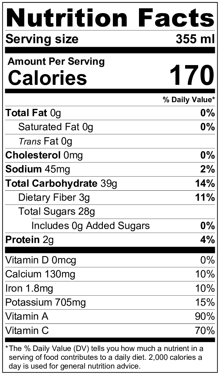 Nutrition facts for love Craft Smoothie by Living Farmacy Inc., frozen smoothie subscription Canada. 170 calories per 355 mL serving.